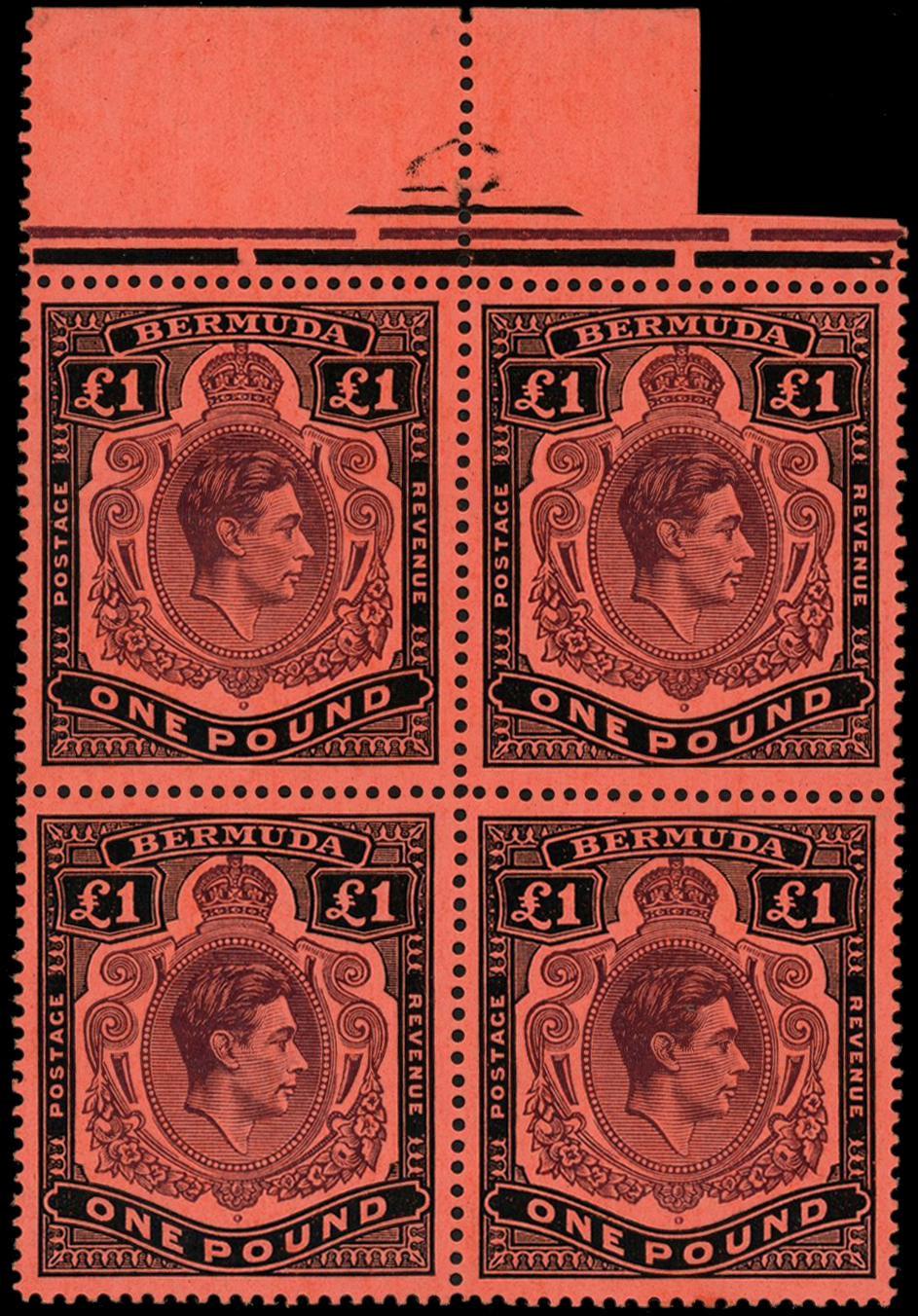 1950 £1 deep reddish purple and black on...