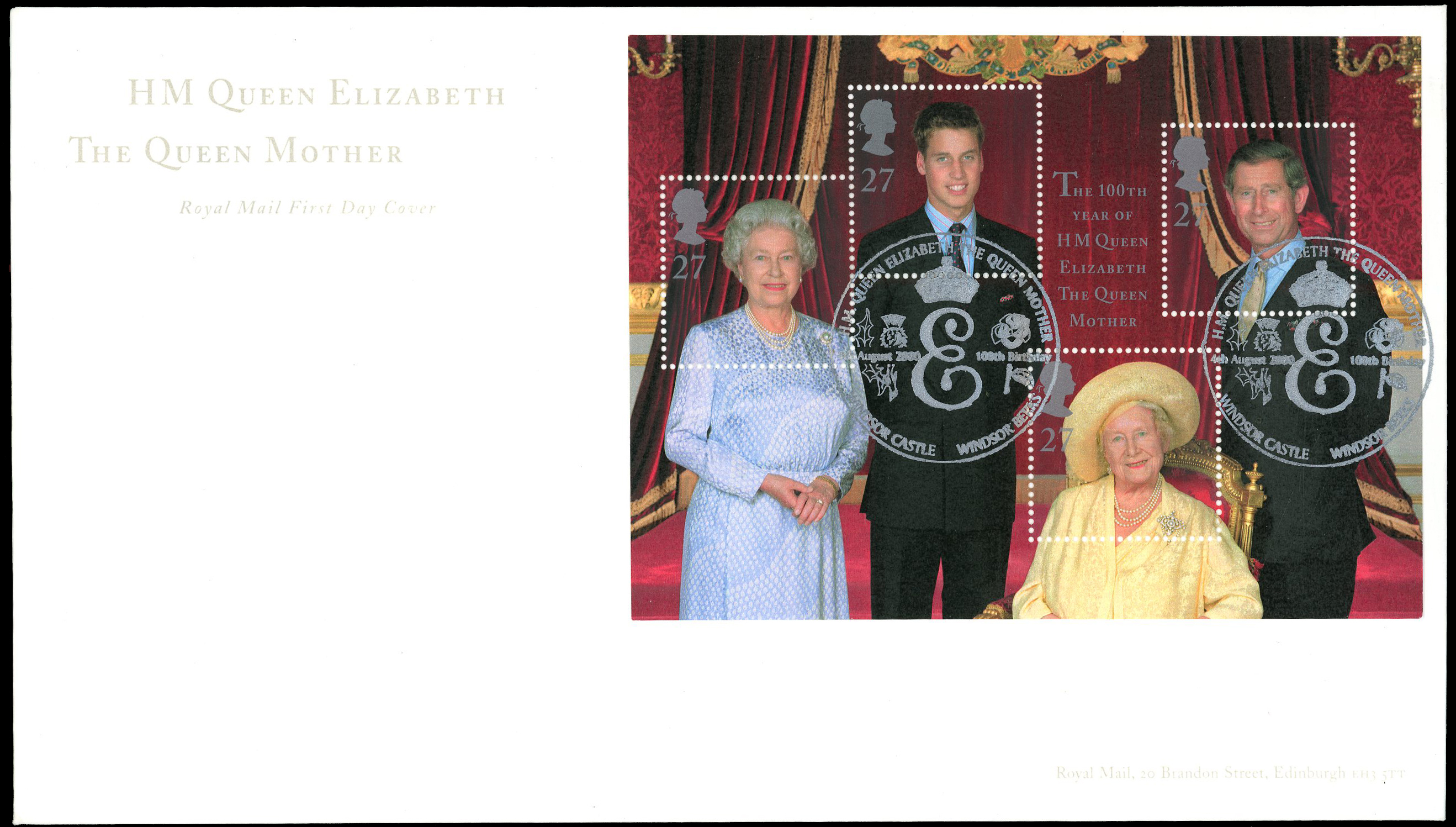 2000 Queen Mother's 100th Birthday. Very fine first...