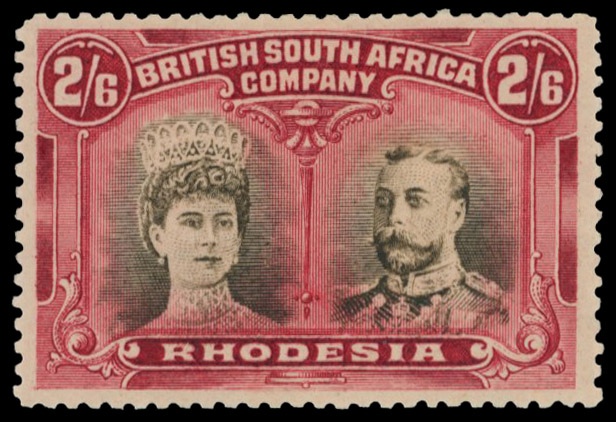 2s6d sepia and deep crimson SG 156, position 46 King's extra curl