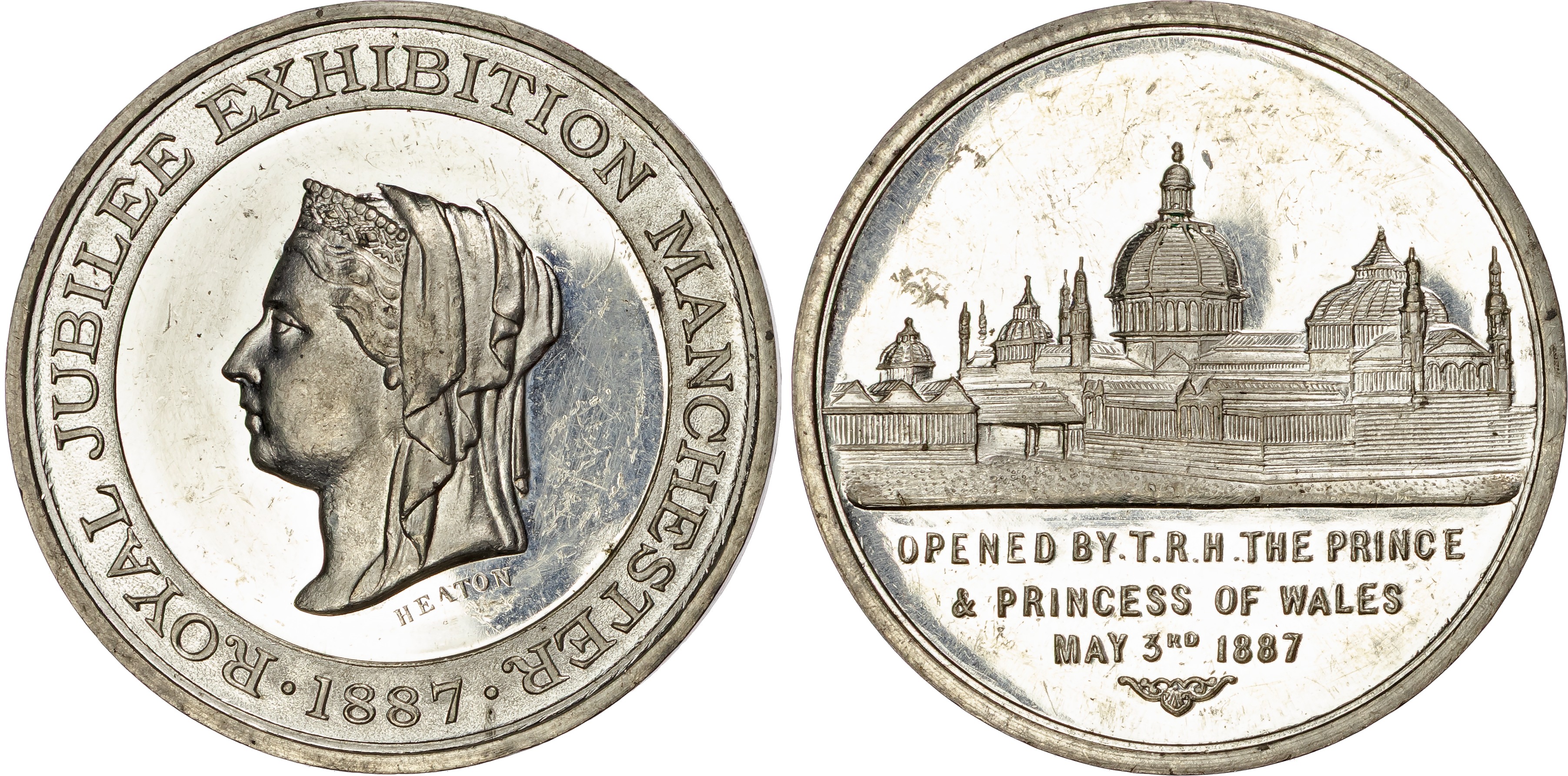 Victoria (1837-1901), Royal Jubilee Exhibition, Manchester, 1887, a boxed pair of medals [2].