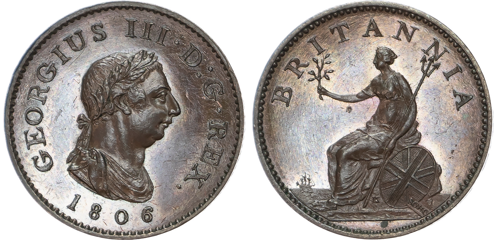 George III (1760-1820), Proof Farthing, 1806,