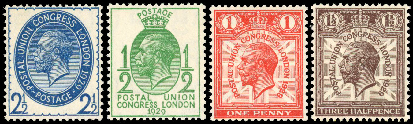 1929 PUC low values set to four to 2½d, all with ‘INVERTED WATERMARK’, large part og
