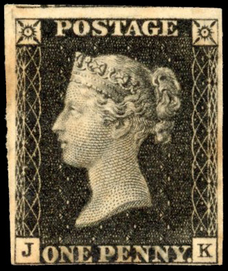 GB 1840 1d black, Pl. 7 (KJ), unmounted mint, SG 2