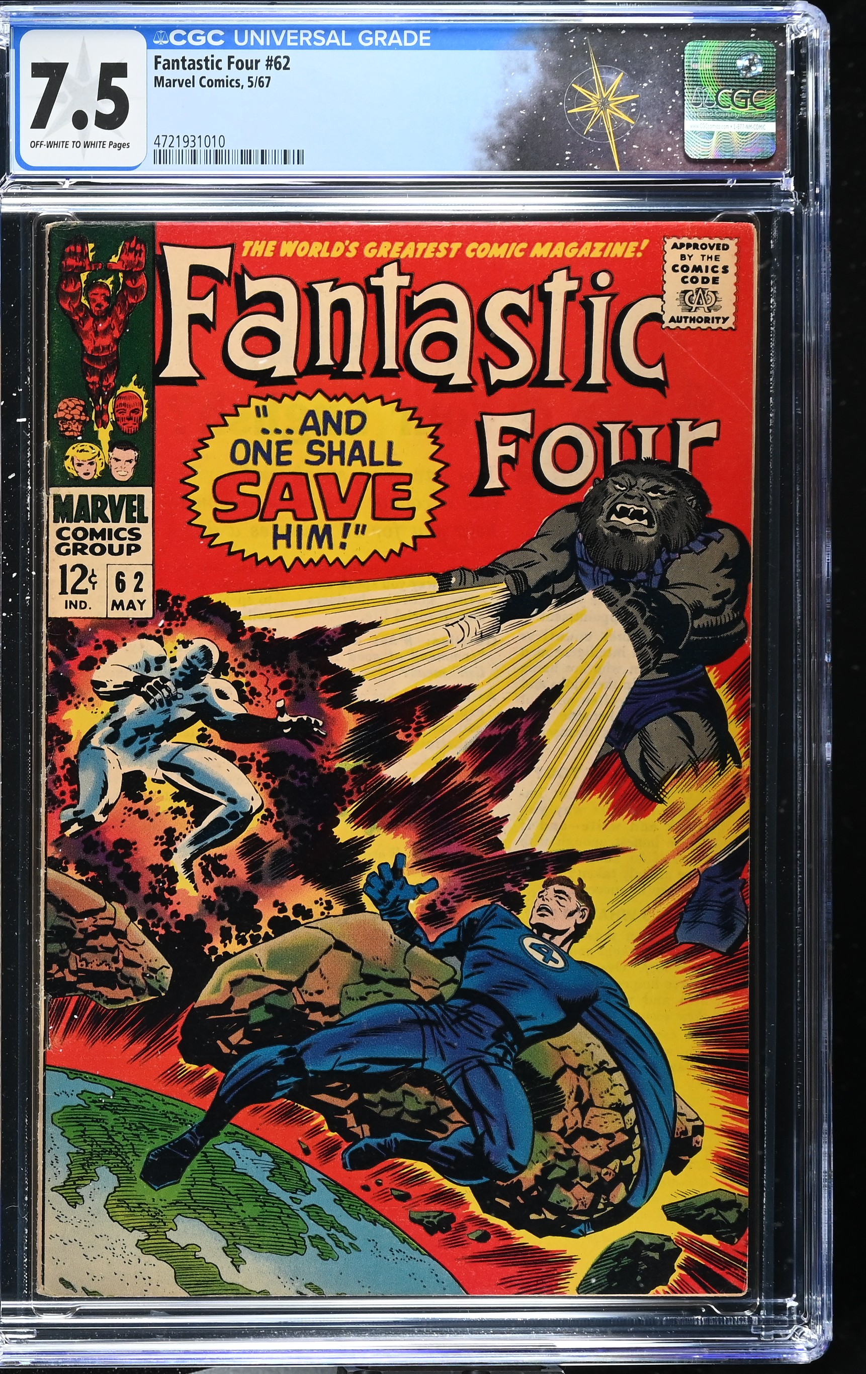 Fantastic Four #62 CGC 7.5 1st Appearance of Blastaar (Marvel Comics, 1967) Off-White to White Pages