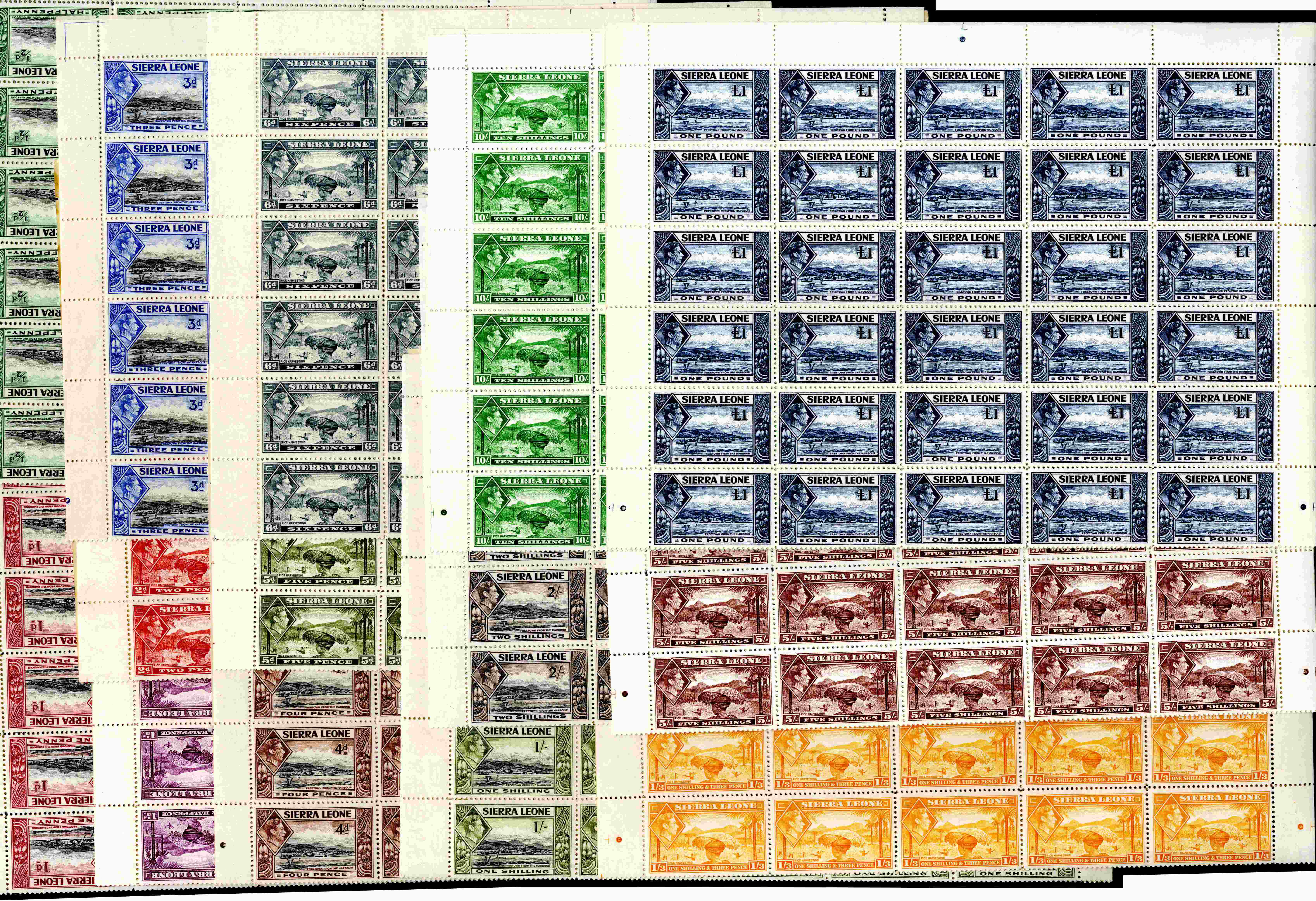 Sierra Leone SG 188/200 sheets mint