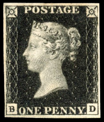 GB SG 2 1d black Plate 8 (BD) unused regummed