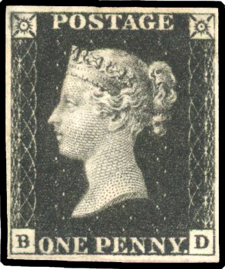 SG 2 1d black Plate 8 (BD) unused re-gummed 