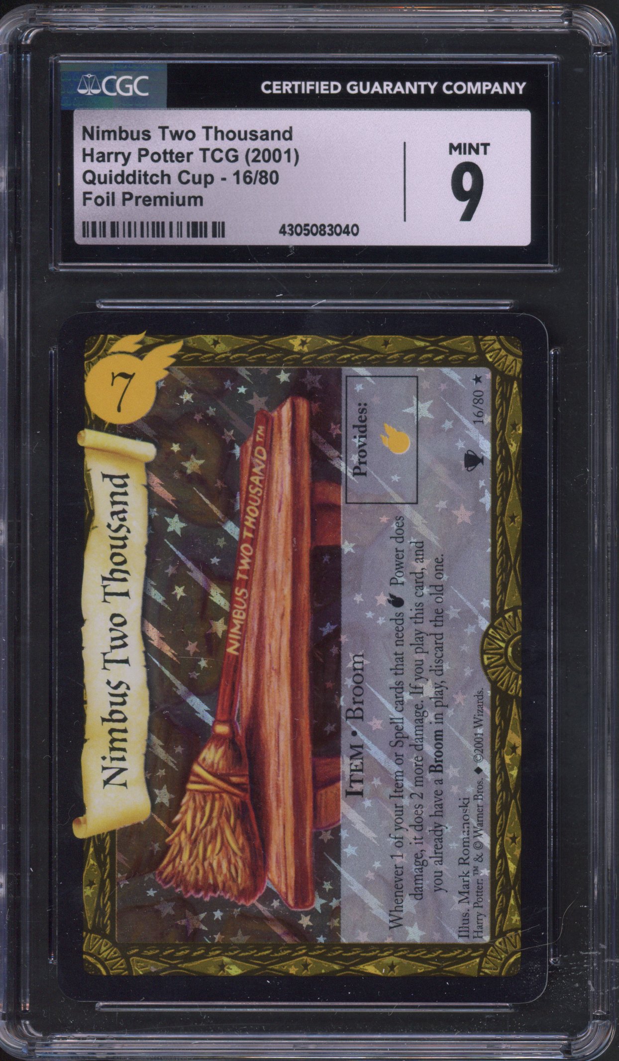 Harry Potter TCG - CGC 9 Nimbus Two Thousand Premium Foil Quidditch Cup #16/80 