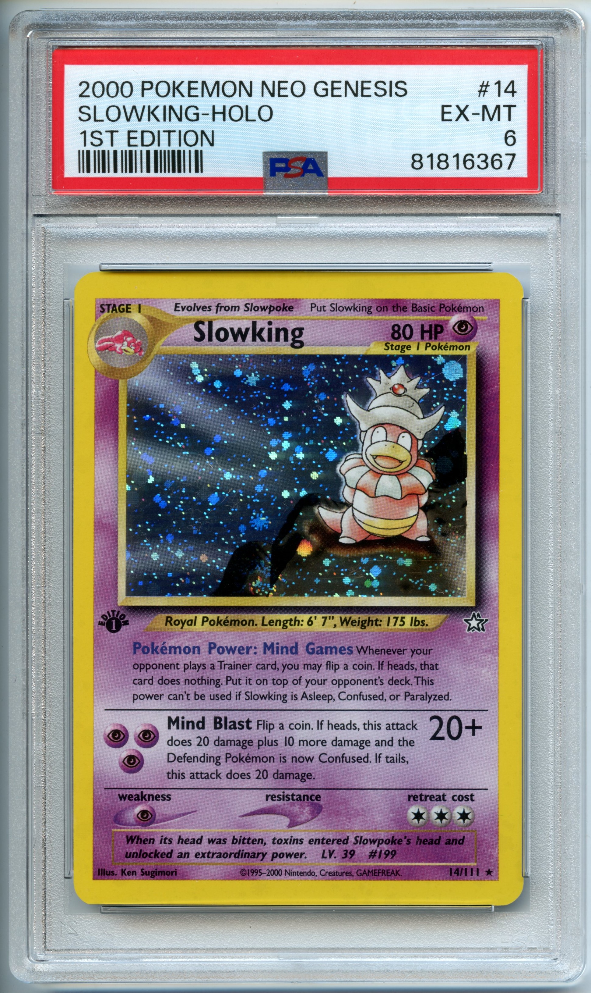 Pokemon TCG  - Slowking  HOLO - 1st Edition Neo Genesis - PSA 6