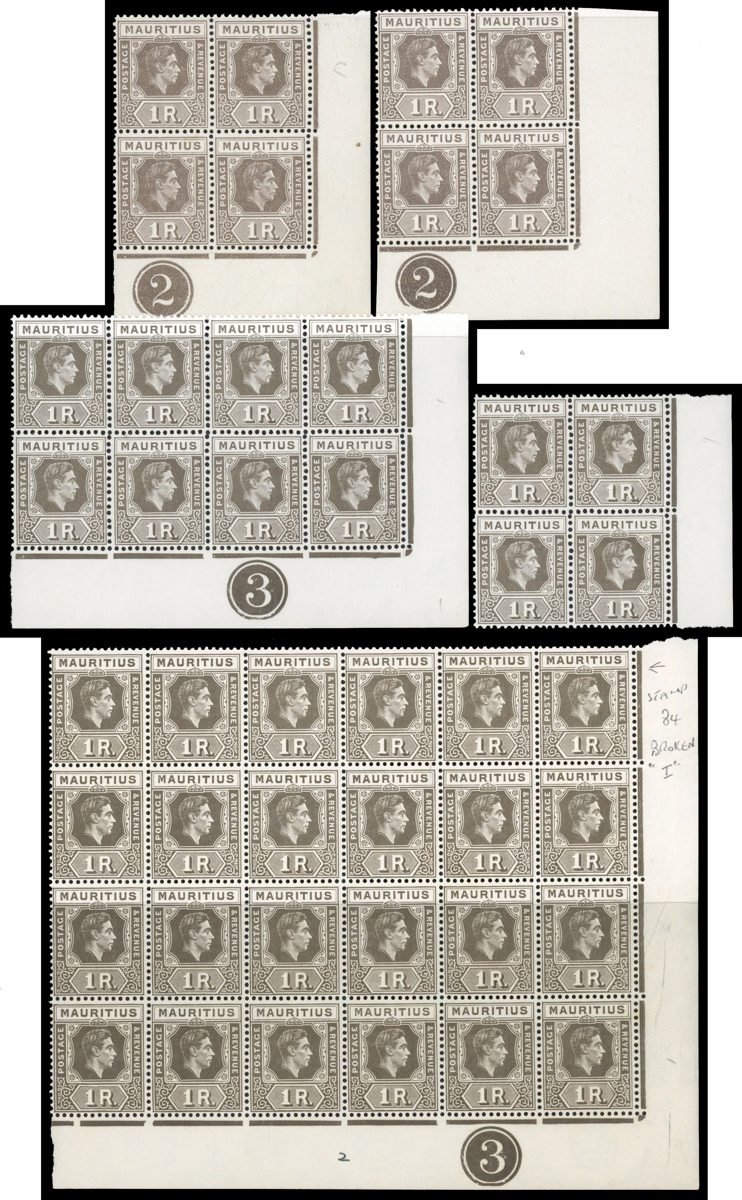 Mauritius SG 260b, c blocks group mint