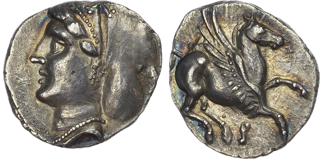 Corinthia, Corinth (c. 350-300 BC) AR Drachm, 2.12g. Ex Lockett.