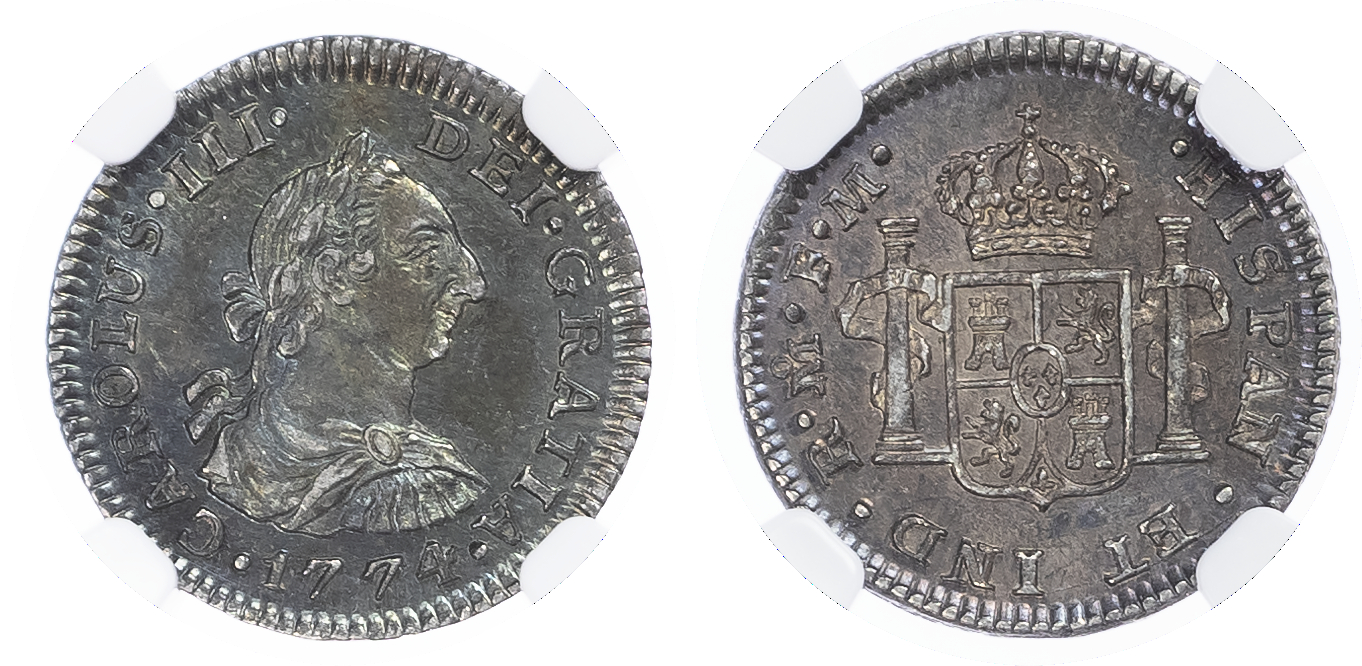 Mexico. Charles III AR 1/2 Real. 1774MO FM.