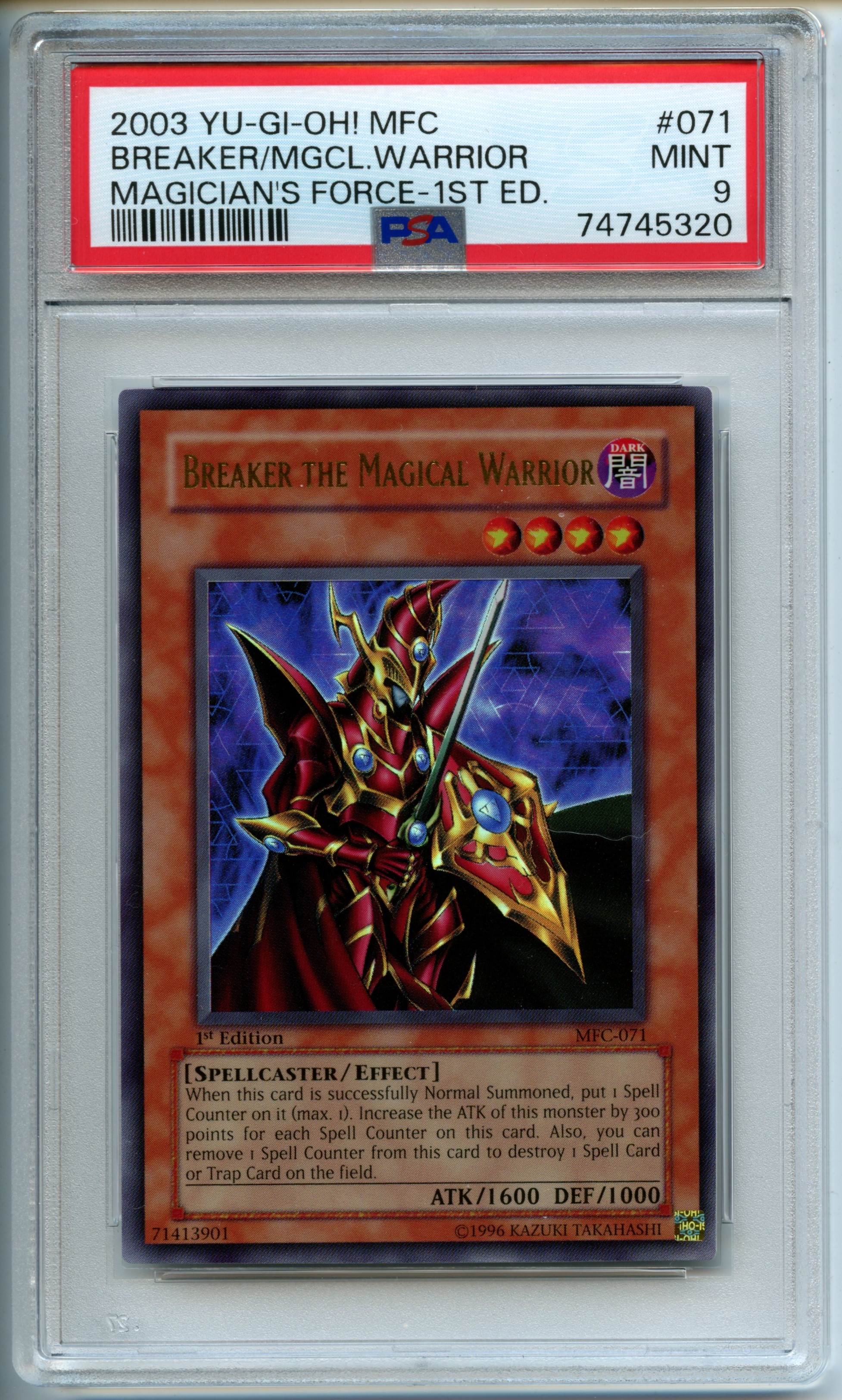 Yu-Gi-Oh! - Breaker The Magician Warrior 1st Edition  - Magician's Force  - PSA 9 