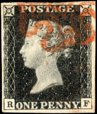 Great Britain 1d black Plate 4 (RF) used