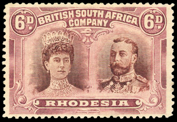 RSC I 6d reddish brown and purple, re-entry at base, mint