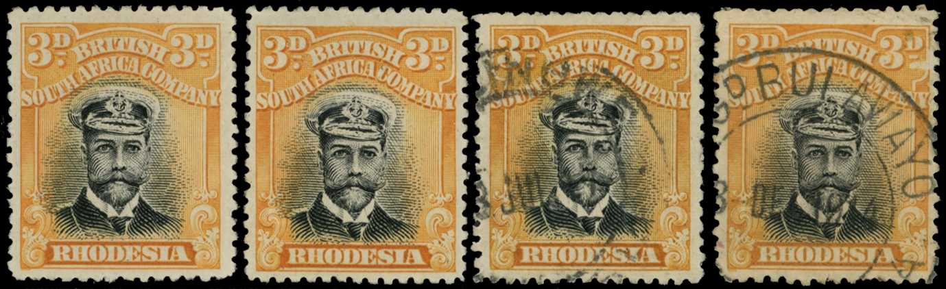 1913-7 3d Head Die II, perf 14. Two mint and...