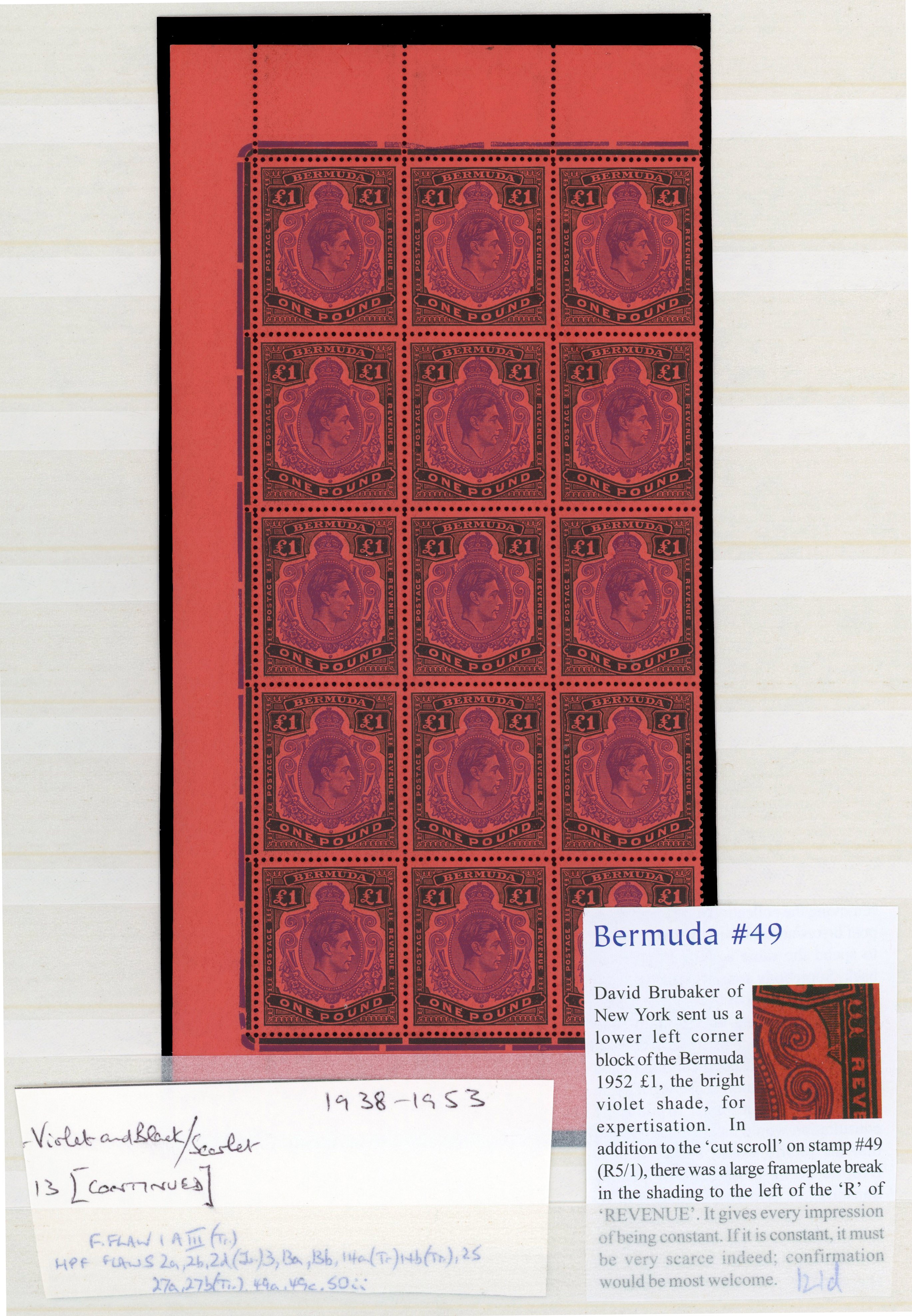 Bermuda SG 121e block mint