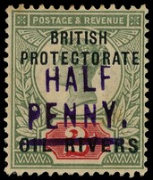 1893 ½d on 2d handstamped Type 3, toned o.g.  SG 9,...