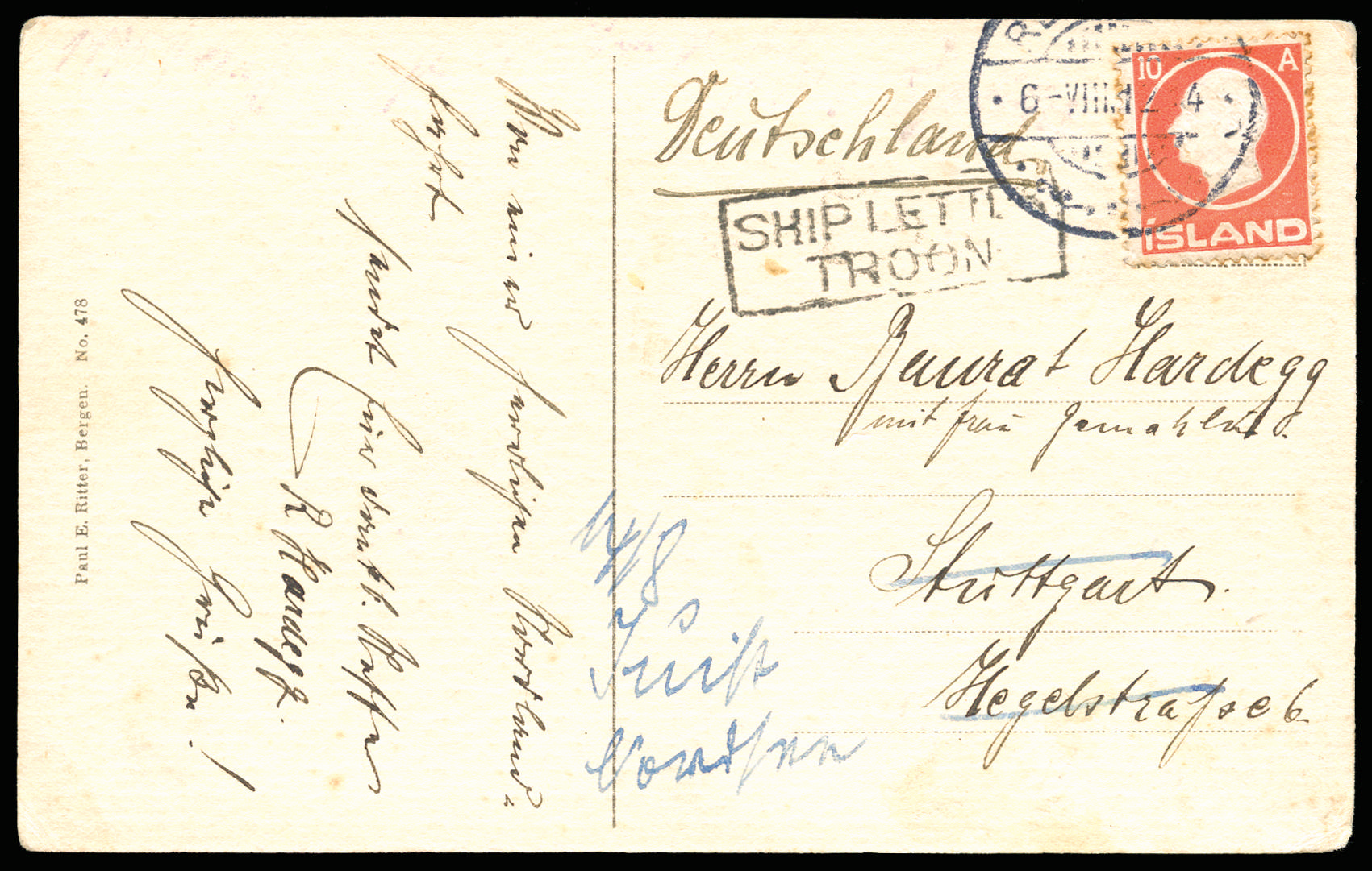 GB 1912 Troon Ship Letter cover