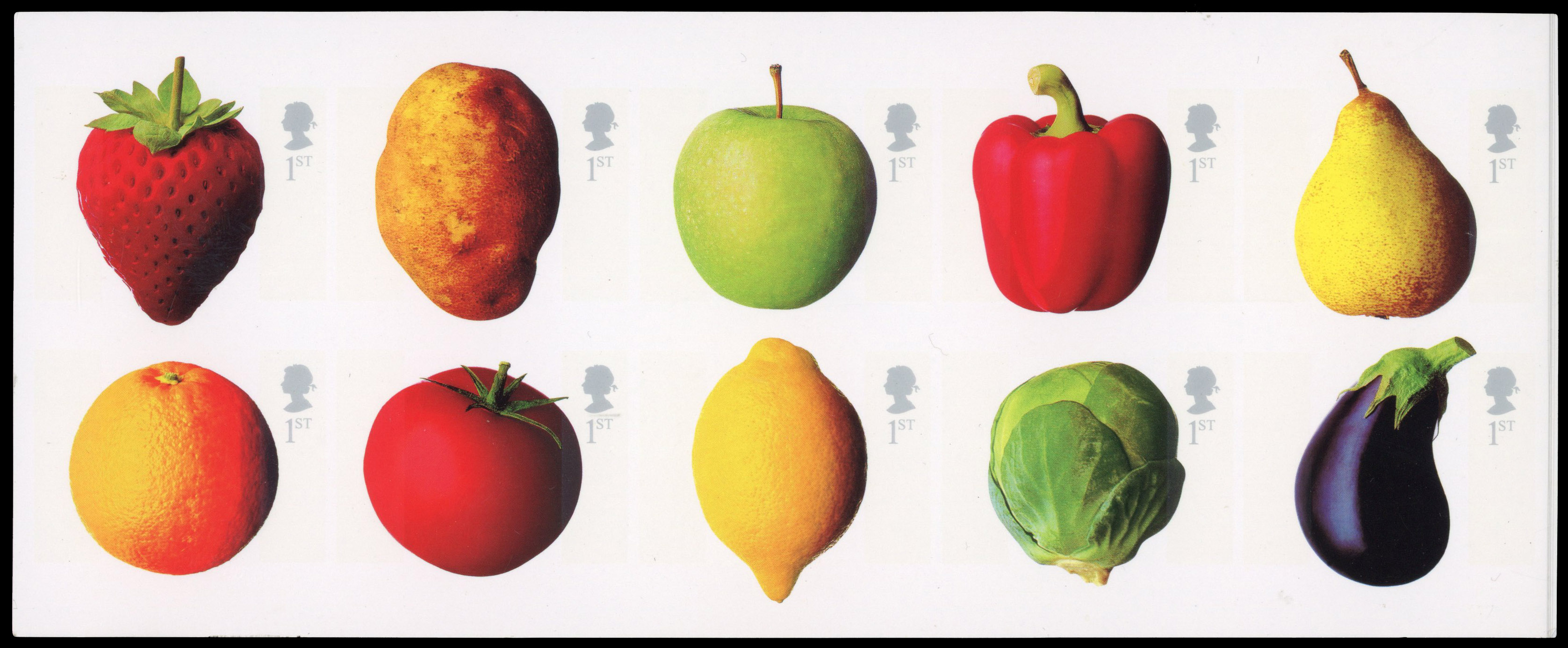 Great Britain 2003 (1st) Fruit and Vegetables imperf block of 10. SG 2348a