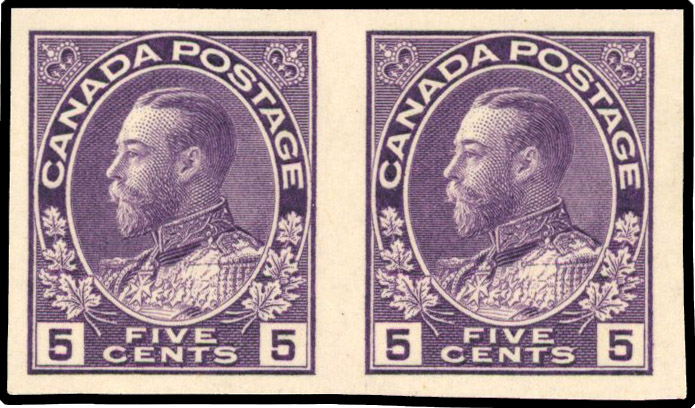 Canada SG 250 1922-31 5c violet imperforate pair