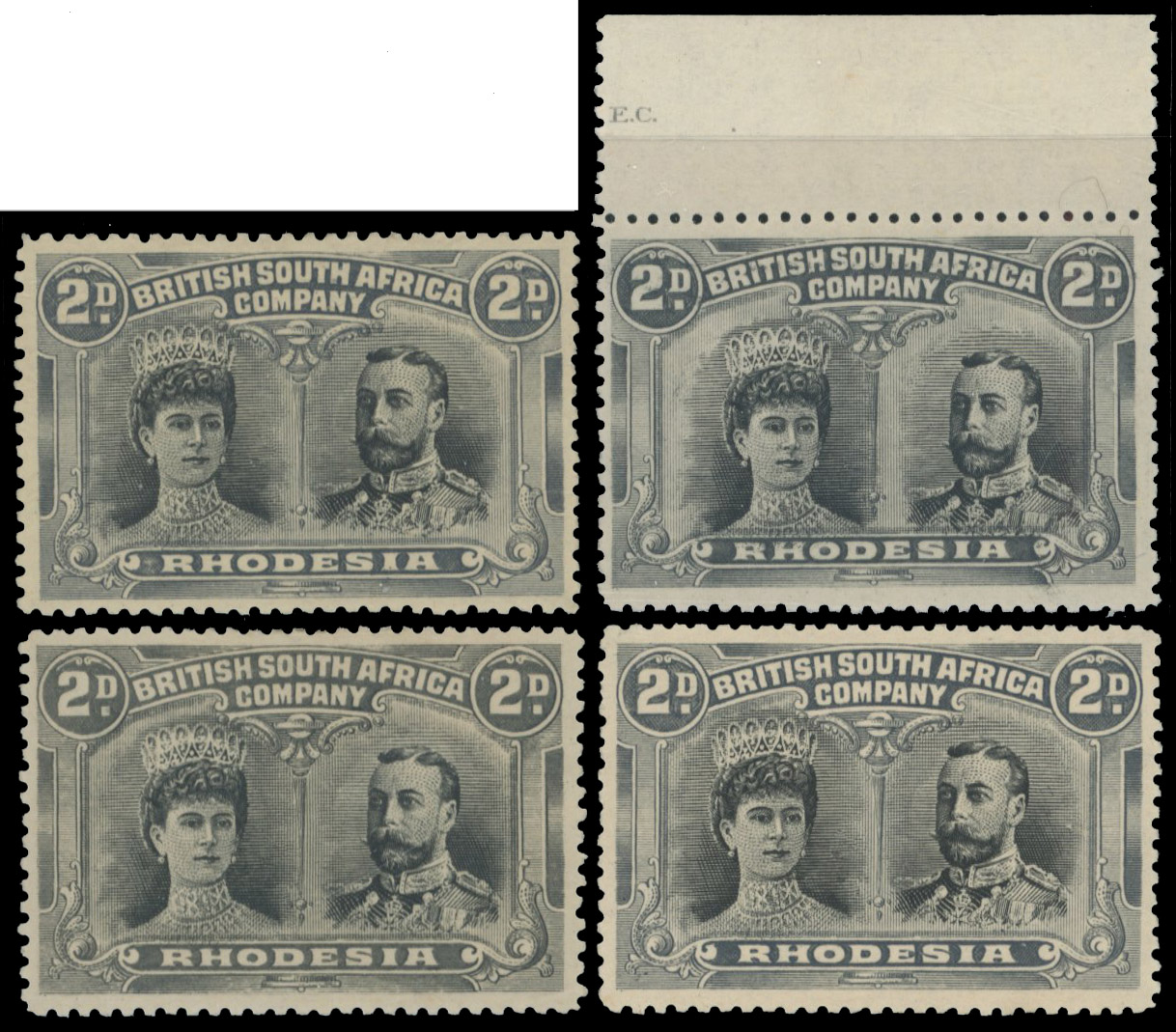 † 2d black and slate-grey SG 128 group, mint