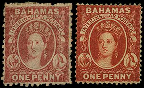 1863-82 duo including 1863-77 1d rose-red...