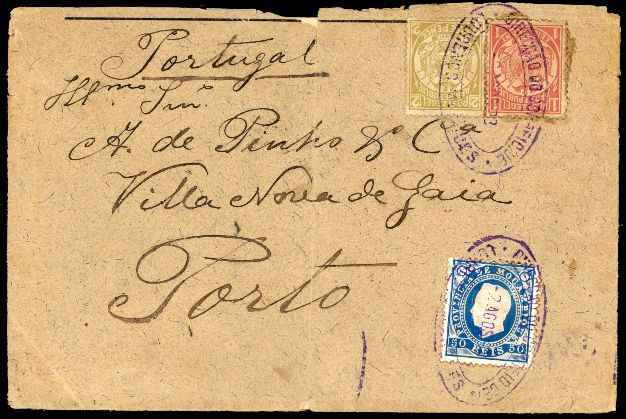 Mozambique Company Transvaal 1893 mixed franking cover to Porto