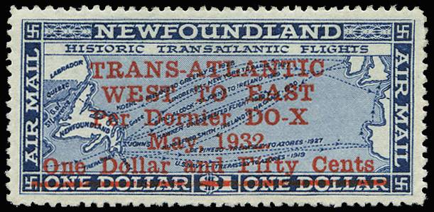 NEWFOUNDLAND SG 221 1932 DORNIER $1.50 ON $1 LPOG