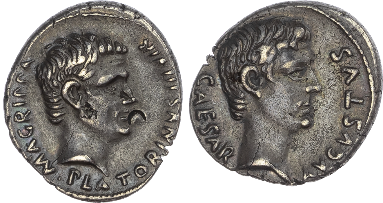 Augustus (27 BC – AD 14) AR Denarius, Rome, 13 BC, C. Sulpicius Platorinus, moneyer, 3.81g. 