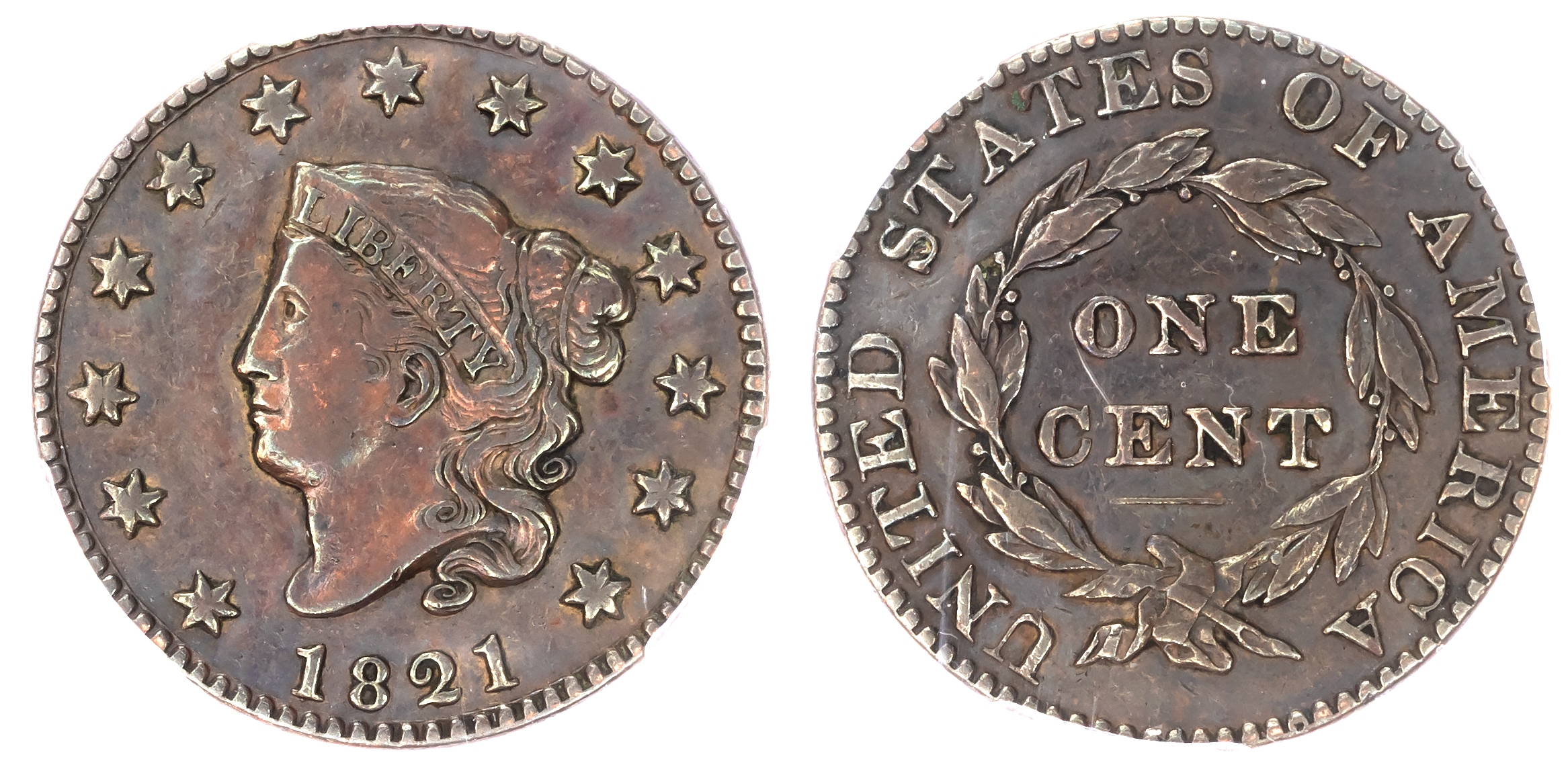 USA, Coronet Head copper Cent, 1821