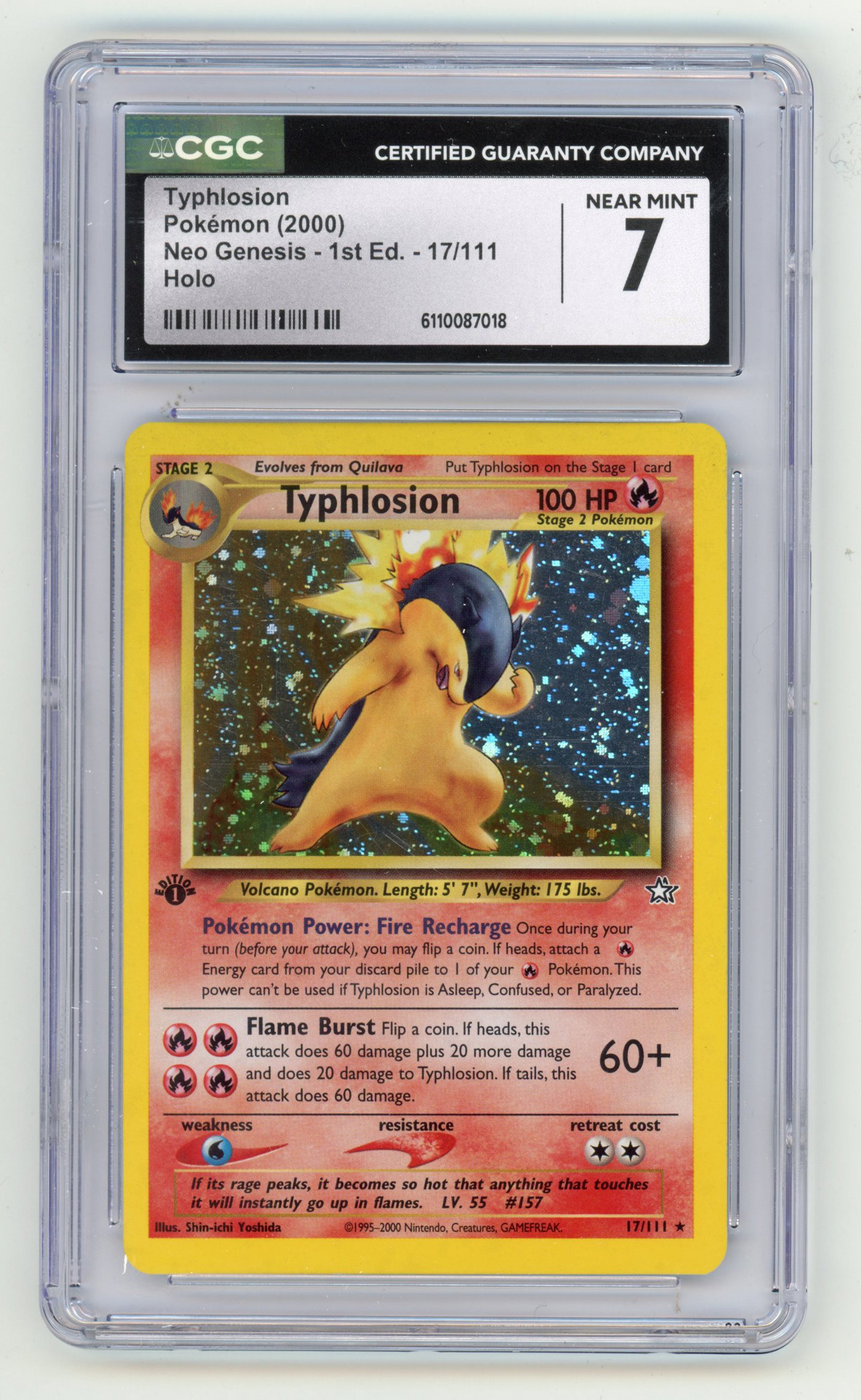 CGC 7 Typhlosion #17 1st Edition Holo - Neo Genesis