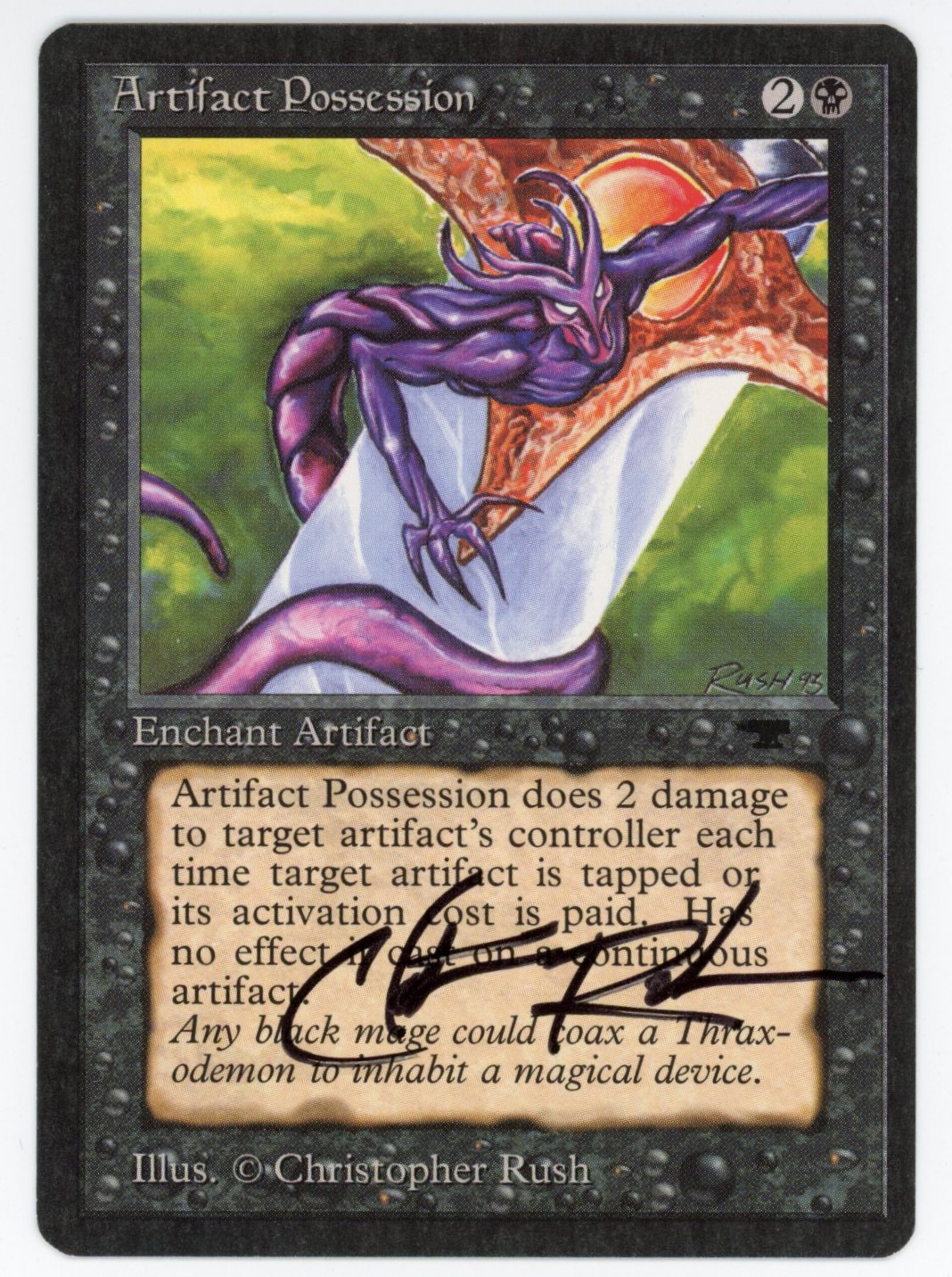 Magic The: Gathering  - Artifact Possession  Signed By Christopher Rush  - Antiquities  - Lightly Played 