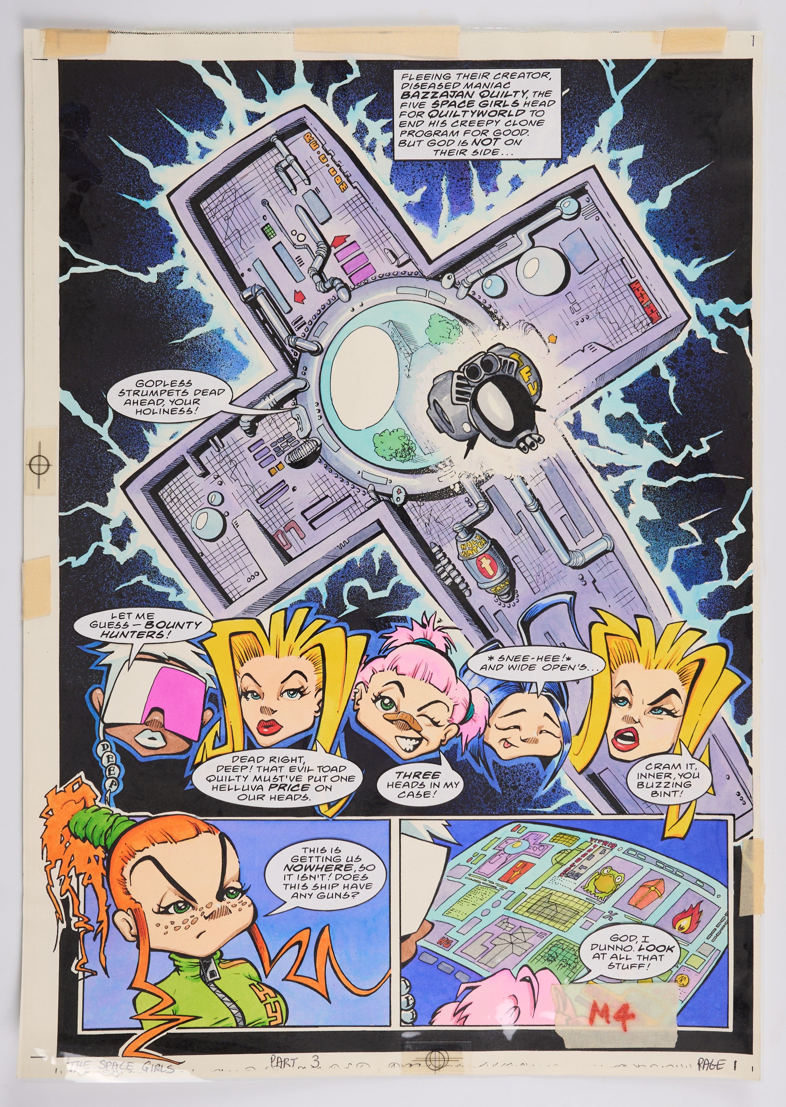Jason Brashill 2000 AD Prog #1064 Space Girls Colour Story Pages Signed (Fleetway, 1997) Total 6
