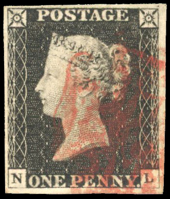 Great Britain 1840 1d black, Plate 2 (NL), SG 2.