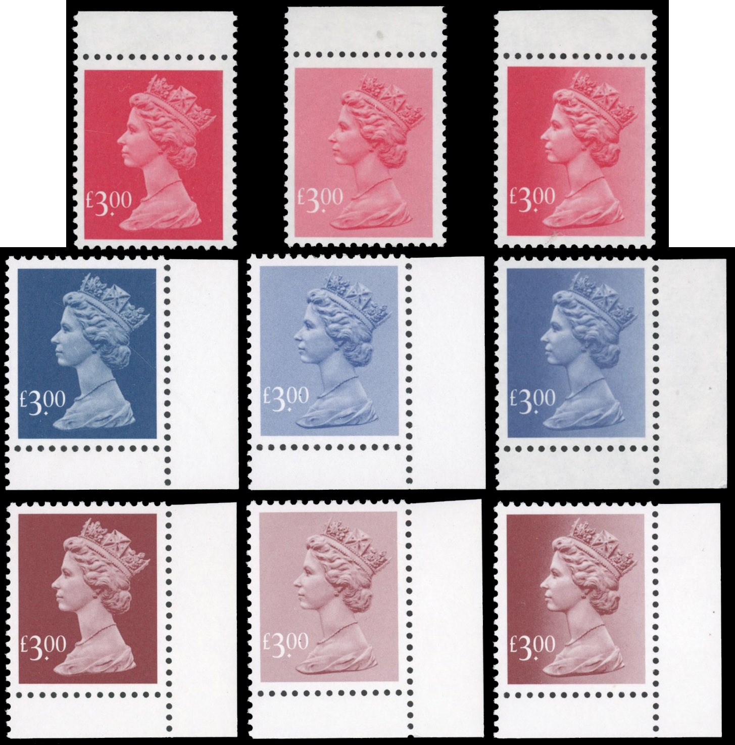 GB c.1990s £3 digital image colour trials.