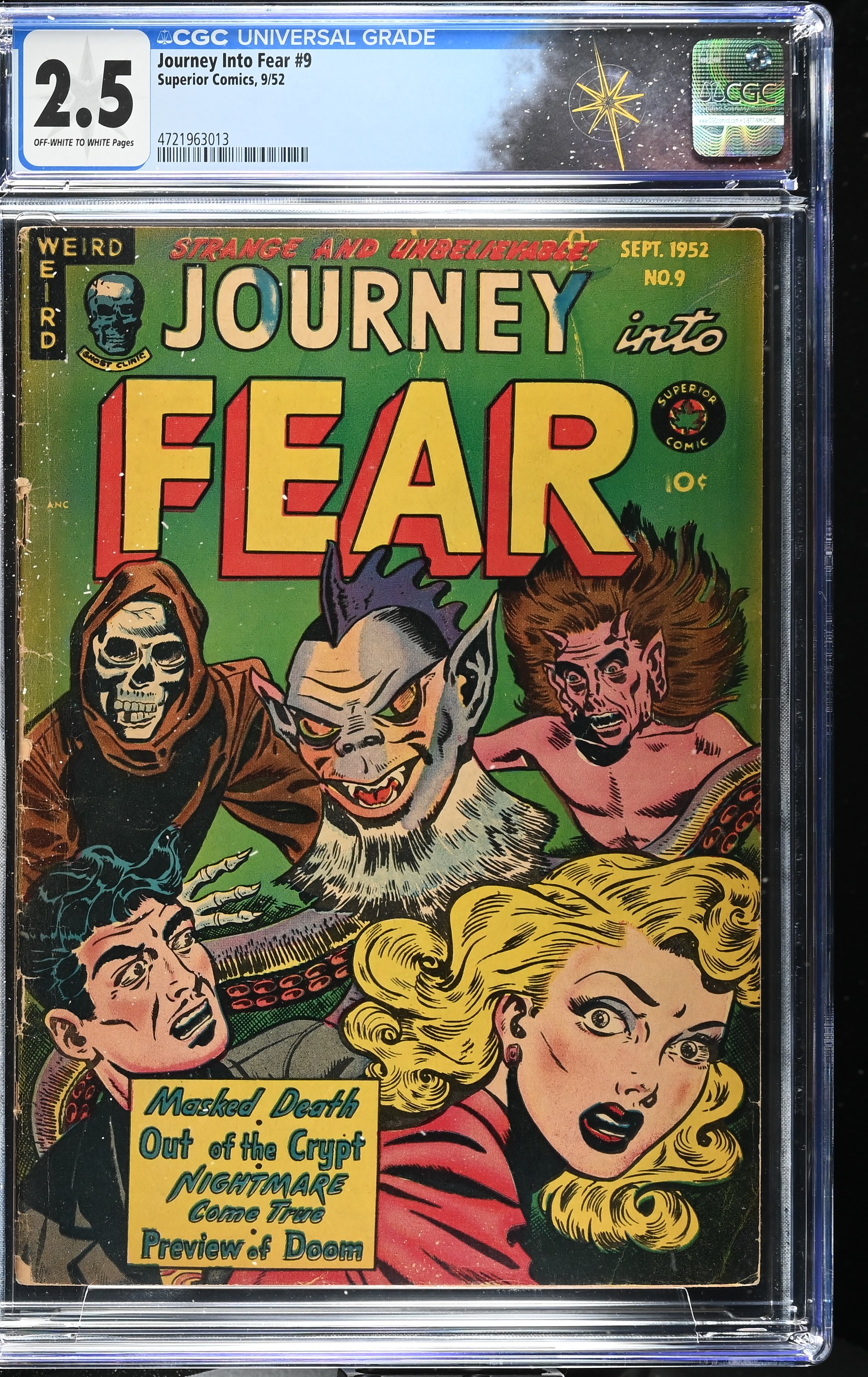 Journey Into Fear #9 CGC 2.5 (Superior Comics, 1952) Off-White to White Pages