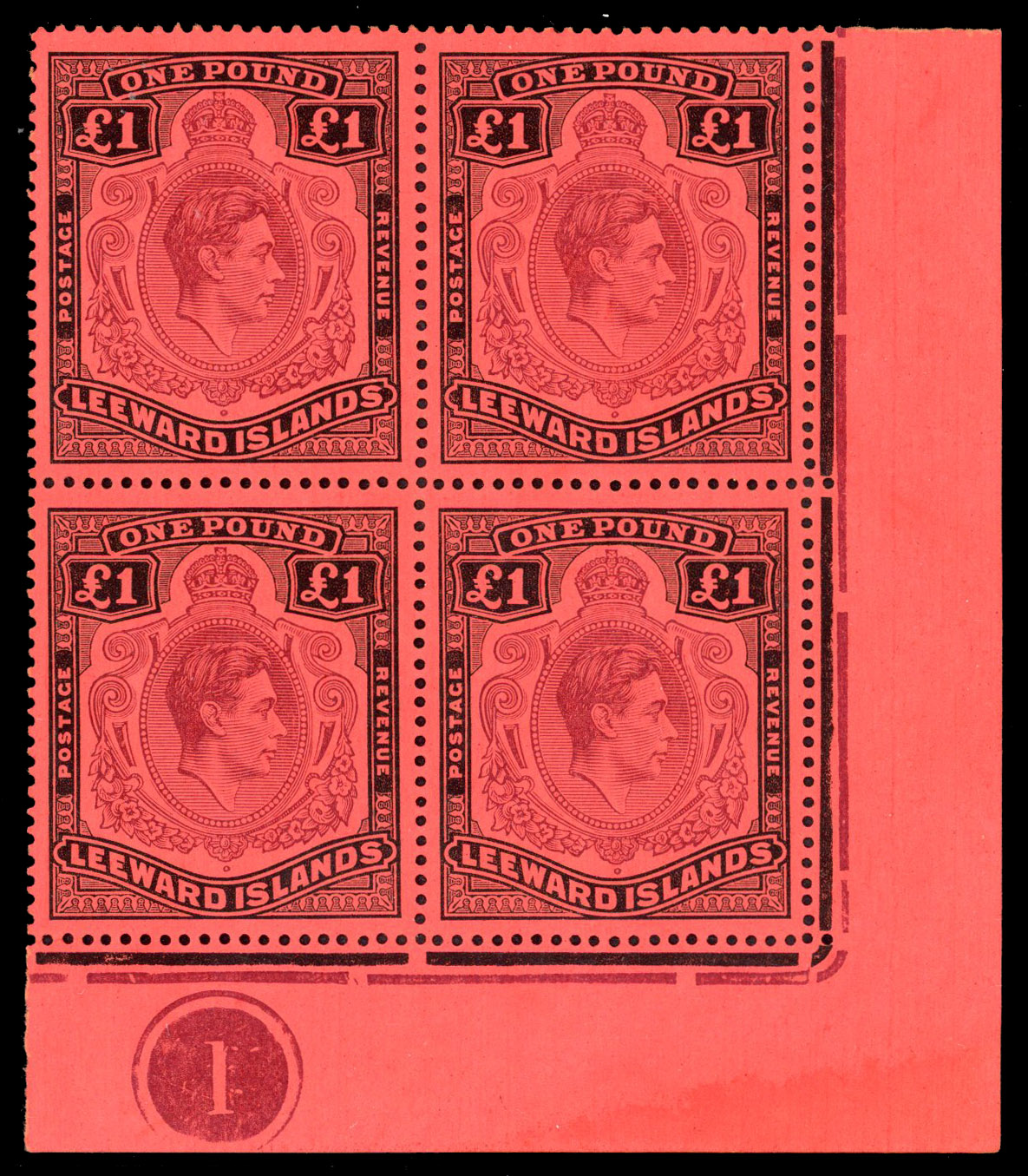 Leeward Islands SG 114 Plate block mint