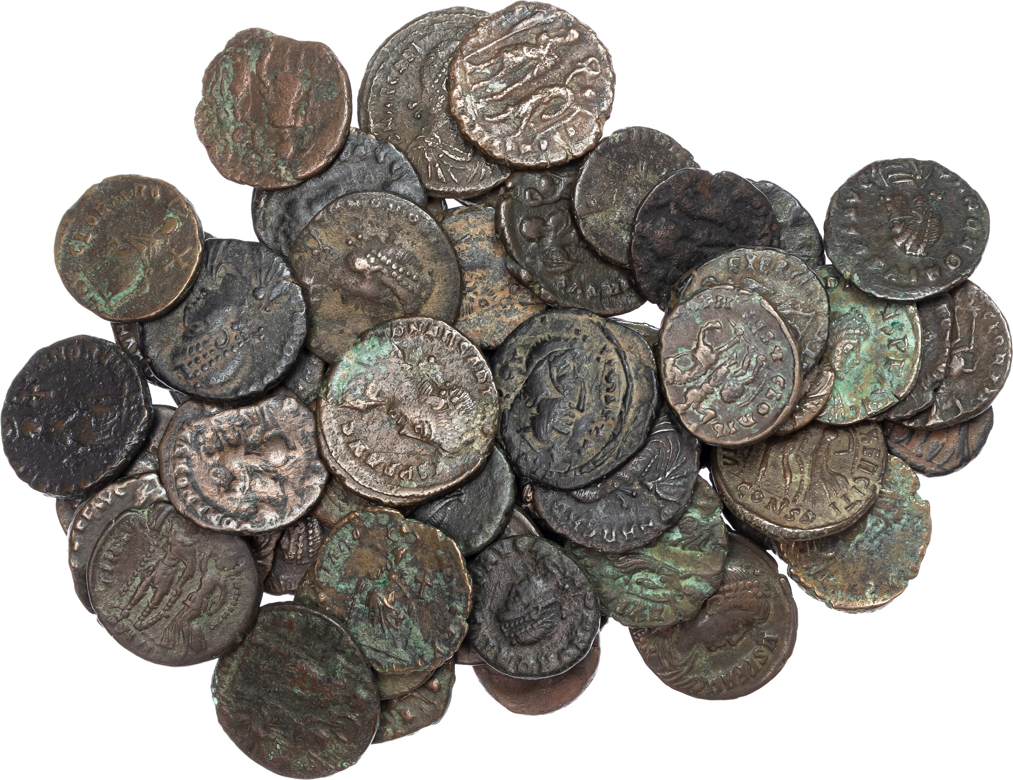 Group of 58 House of Theodosius AE3s and AE4s. 