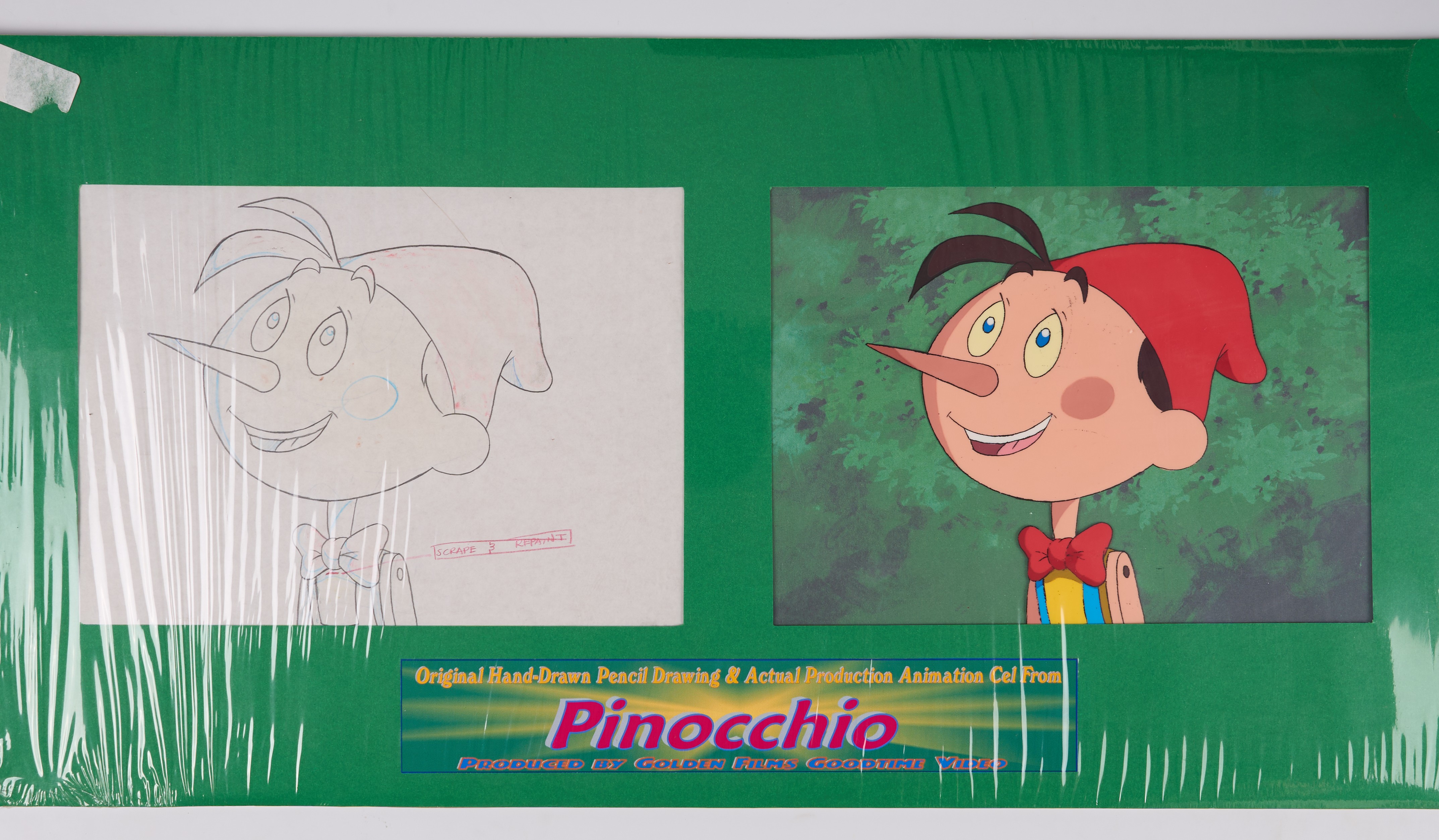 Pinocchio and The Little Mermaid Original Production Animation Cels and Drawings (Golden Films, 1992) Total 6