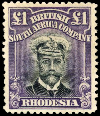 Rhodesia £1 SG 243 position 40 'paw print' mint