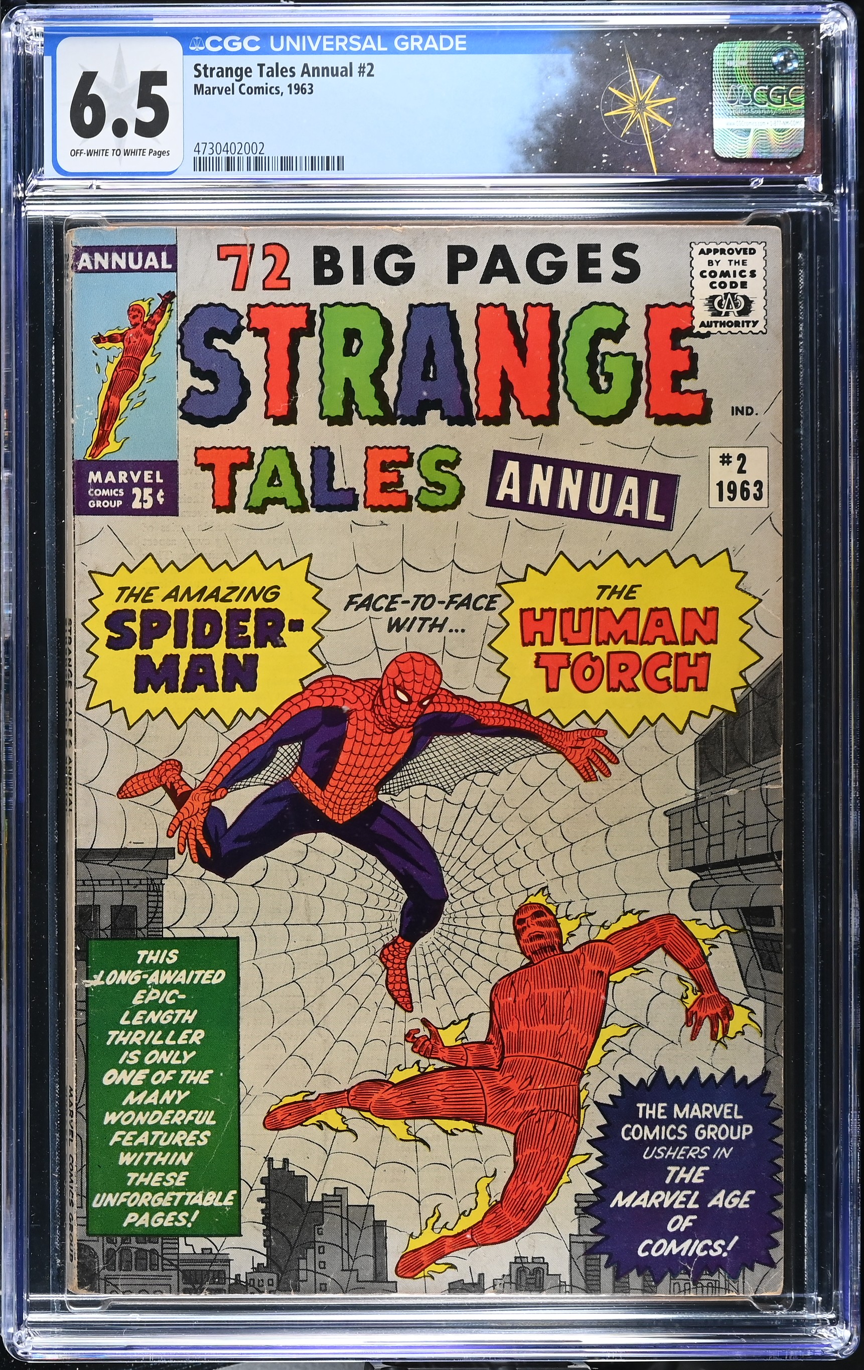 Strange Tales Annual #2 CGC 6.5 1st Spider-Man Human Torch Team Up (Marvel Comics, 1963) Off-White to White Pages