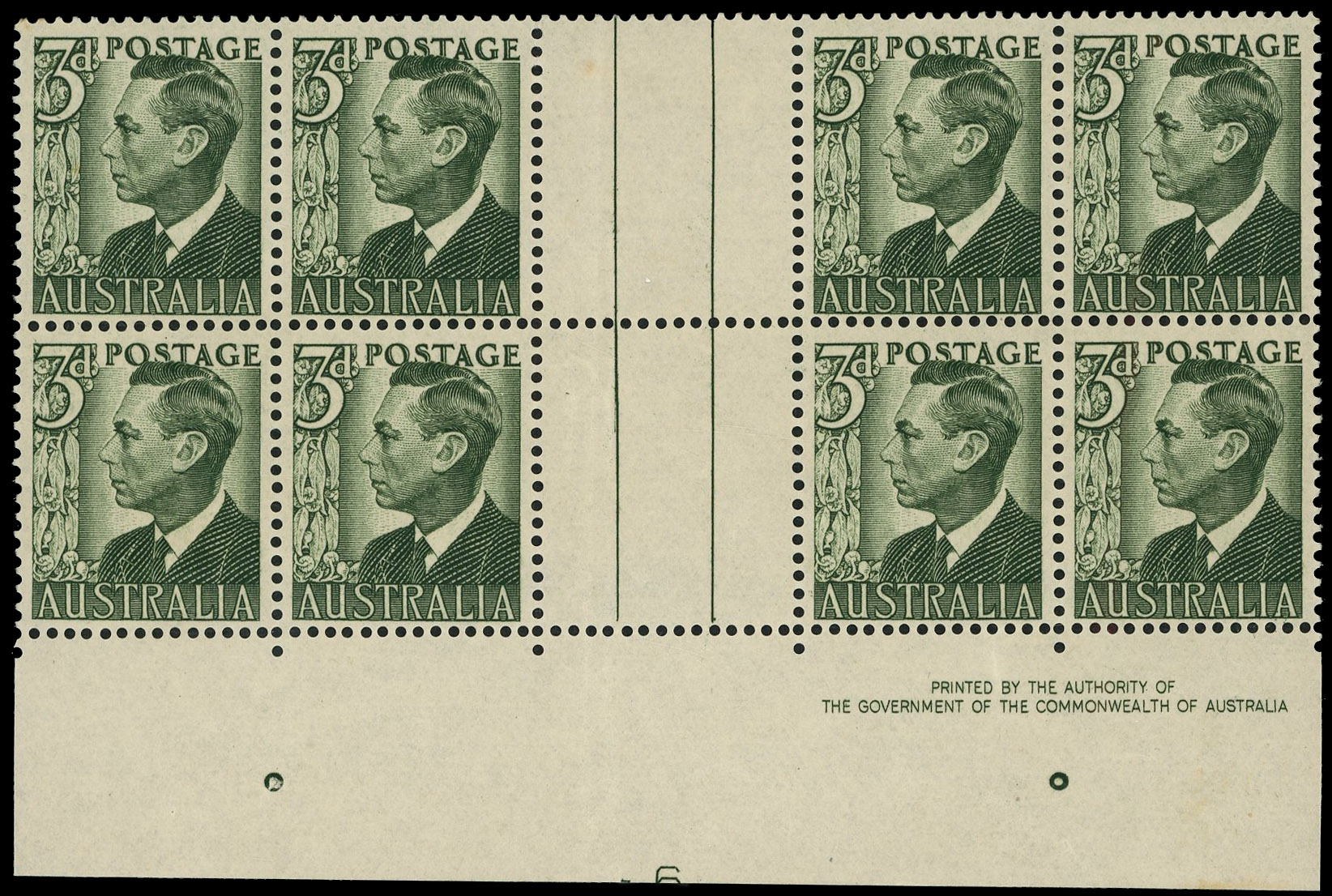 Australia SG 237d Plate -6- block mint