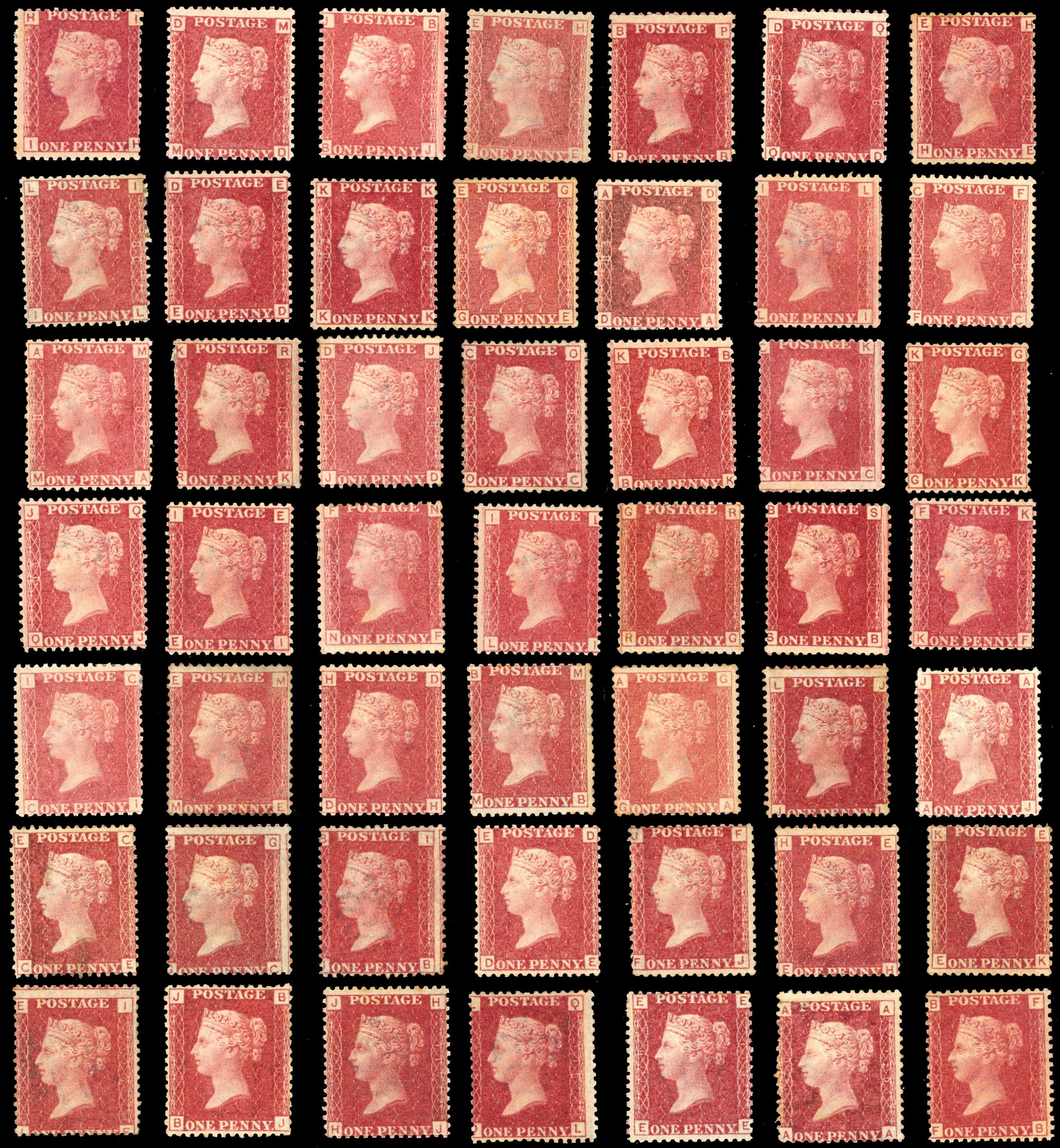 1864-79 1d red plates collection between 71 and 225 (no 77) fresh appearance, mostly fine large part o.g. (151) SG 43, 44