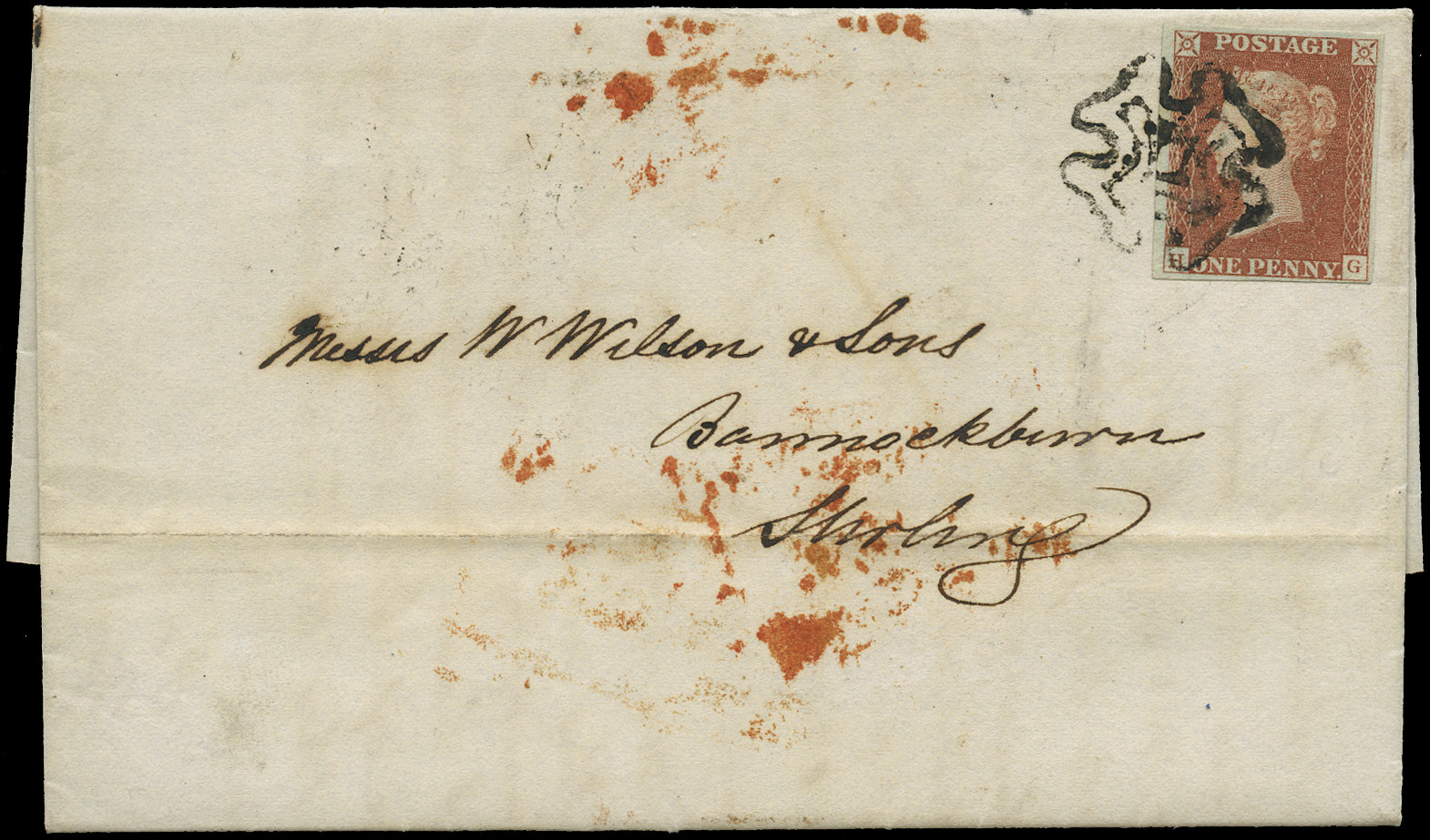 GB 1841  SG7 Pl.1b Cover - penny black plate on entire