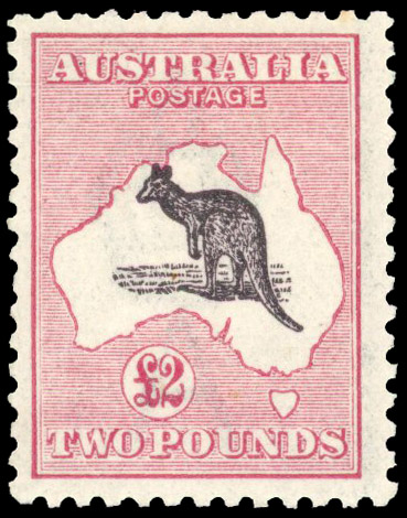 Australia SG 45b 1915-28 £2 purple-black and pale rose mint