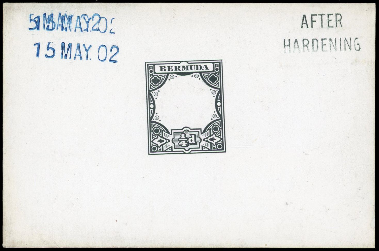 Bermuda 1902 (13 MAY) ¼d 'Dry Dock' die proof of frame