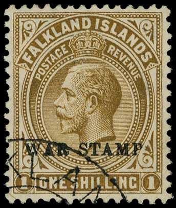1918-20 War Stamp 1/- deep brown on thick...