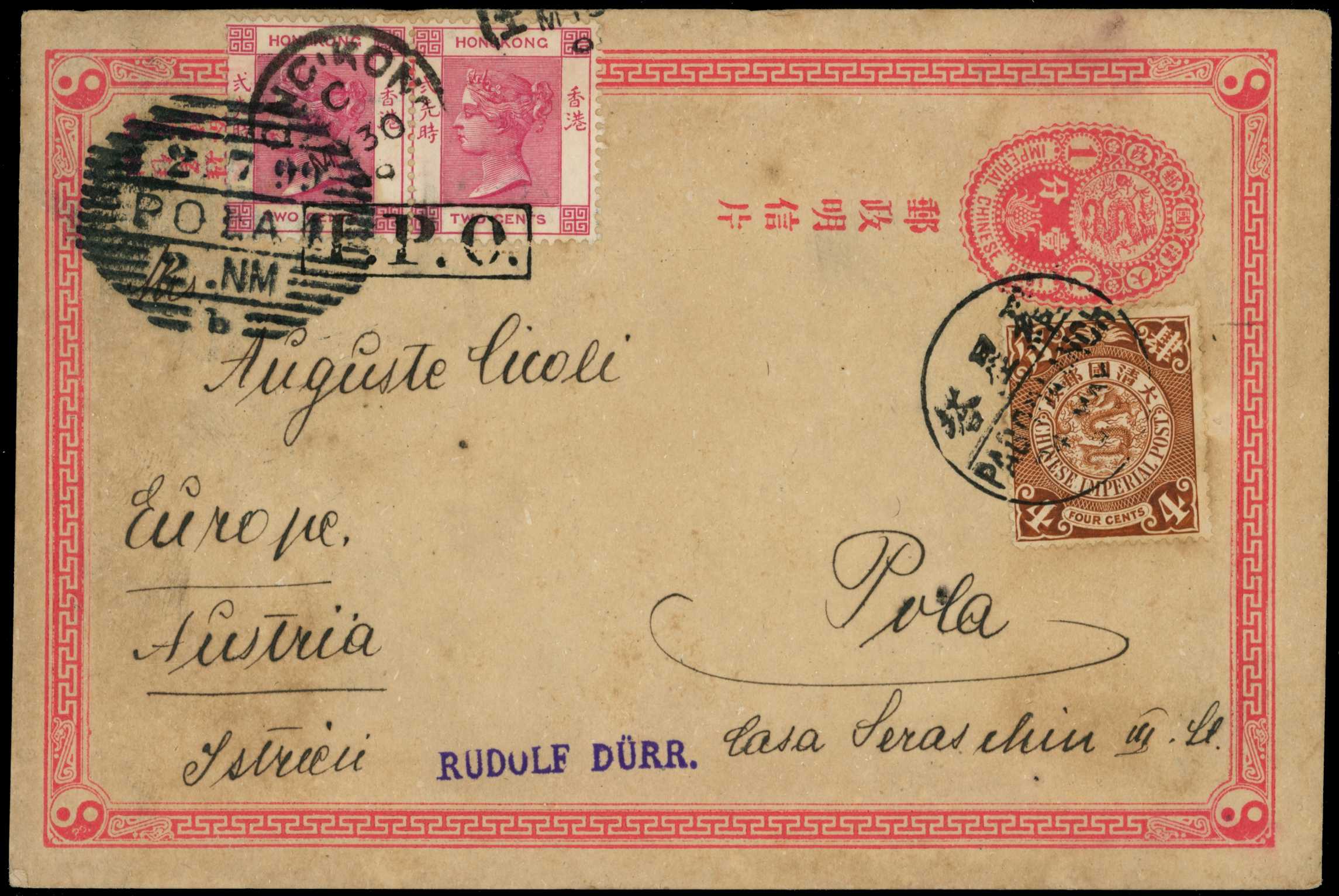 POSTAL HISTORY: 1899 (24 May) 1c stationery...