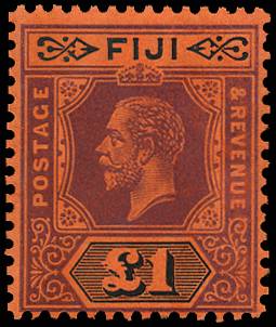 FIJI SG 137 1912-23 £1 PURPLE AND BLACK/RED DIE I O.G.